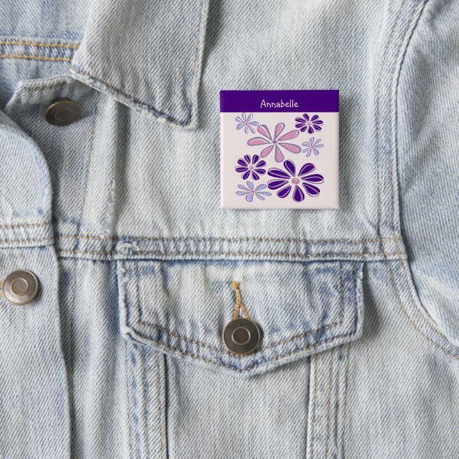 Chapa Cuadrada Indigo Bloom Doodle Your Name (In situ)