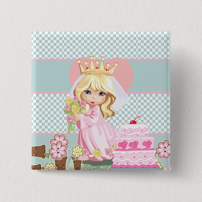 Chapa Cuadrada Infanta princesa linda - tan kawaii (Anverso)