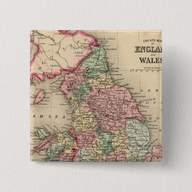 Chapa Cuadrada Inglaterra, Mapa de Gales por Mitchell (Anverso)