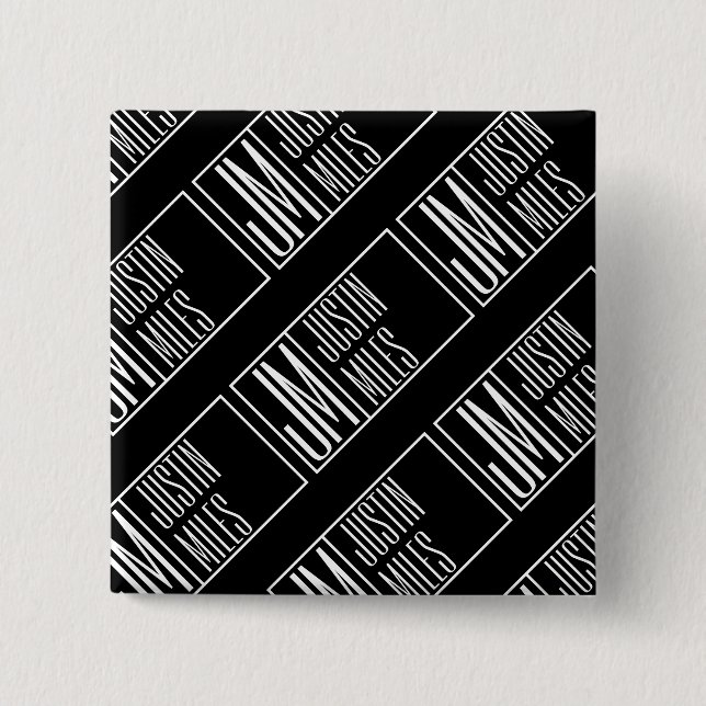 Chapa Cuadrada Iniciales modernas con patrón de monograma de nomb (Anverso)