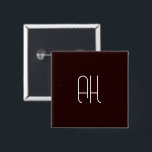 Chapa Cuadrada Iniciales personalizados oscuras y blancas simples<br><div class="desc">Fondo marrón oscuro y personalizado blanco iniciales diseño simple.</div>
