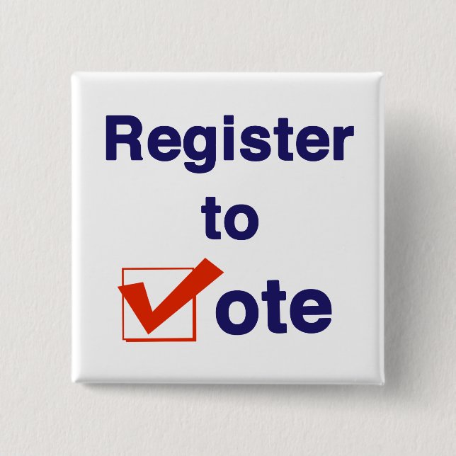 Chapa Cuadrada Inscríbase Para Votar 2026 (Anverso)