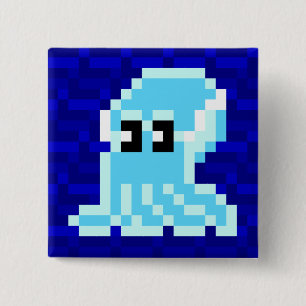 Chapa Cuadrada Insignia azul de las jibias del balde de la sepia