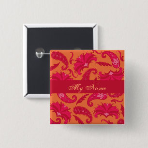 Chapa Cuadrada Insignia conocida parisiense roja y anaranjada de