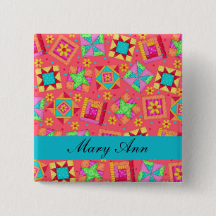 Chapa Cuadrada Insignia conocida roja del edredón de remiendo de