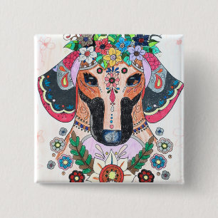 Chapa Cuadrada Insignia de Dachshund