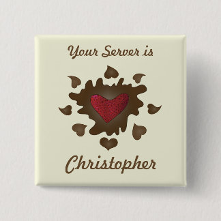 Chapa Cuadrada Insignia de empleado del corazón del chocolate