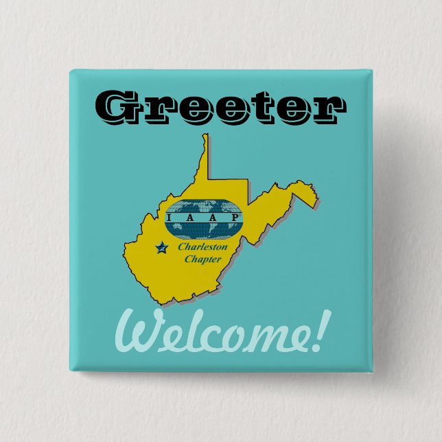 Chapa Cuadrada Insignia de IAAP Greeter (Anverso)