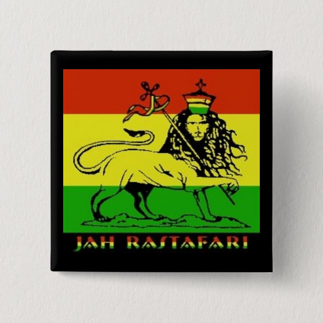 Chapa Cuadrada Insignia de Jah Rastafari (Anverso)
