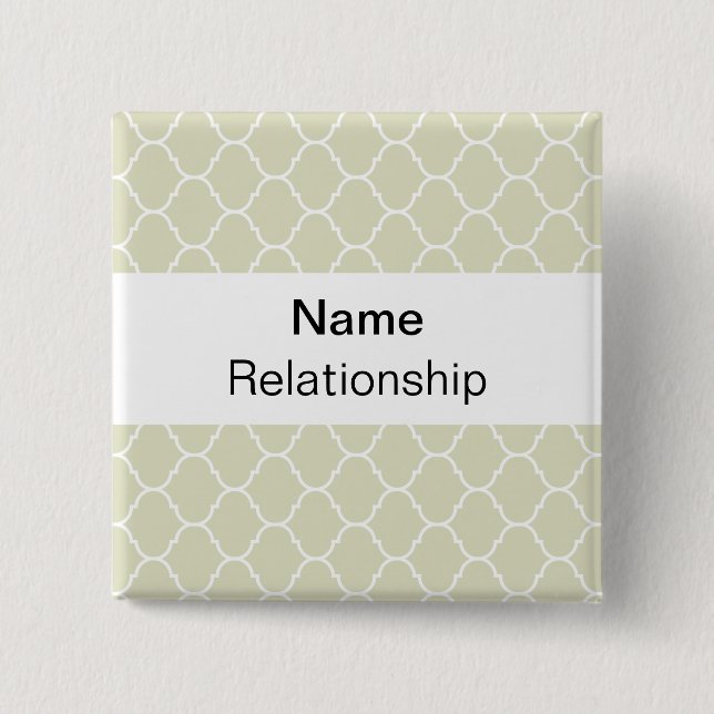 Chapa Cuadrada Insignia de la boda (de sans serif) (Anverso)