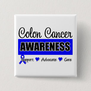 Chapa Cuadrada Insignia de la conciencia del cáncer de colon