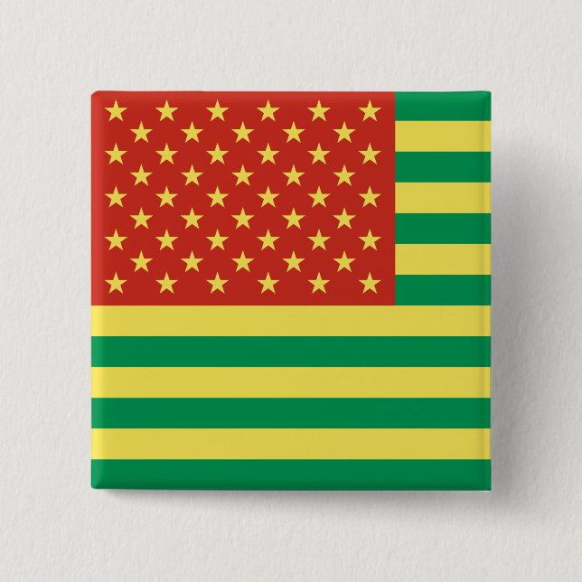 Chapa Cuadrada Insignia de los E.E.U.U. de la bandera de Rasta (Anverso)