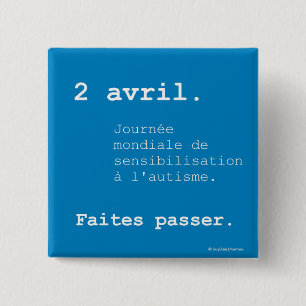 Chapa Cuadrada Insignia Día mundial del autismo