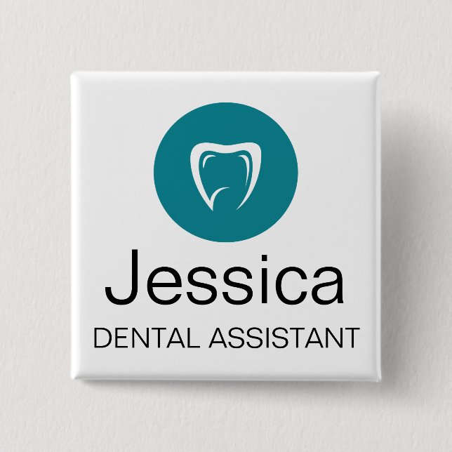 Chapa Cuadrada Insígnia personalizada del asistente dental con lo (Anverso)