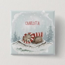 Chapa Cuadrada Insígnia personalizada del oso de invierno