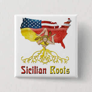Chapa Cuadrada Insignia siciliana americana del Pin de las raíce