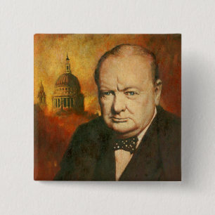 Chapa Cuadrada Insignia vintage de Winston Churchill