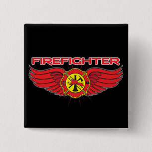Chapa Cuadrada Insignia y alas del bombero