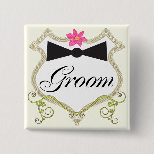 Chapa Cuadrada Insignias para Bodas de Groom Bow Tie