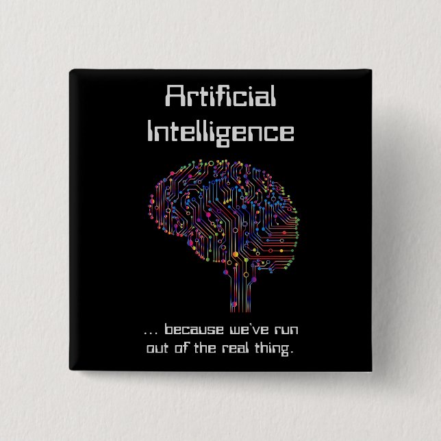 Chapa Cuadrada Inteligencia artificial vs cosas reales (Anverso)
