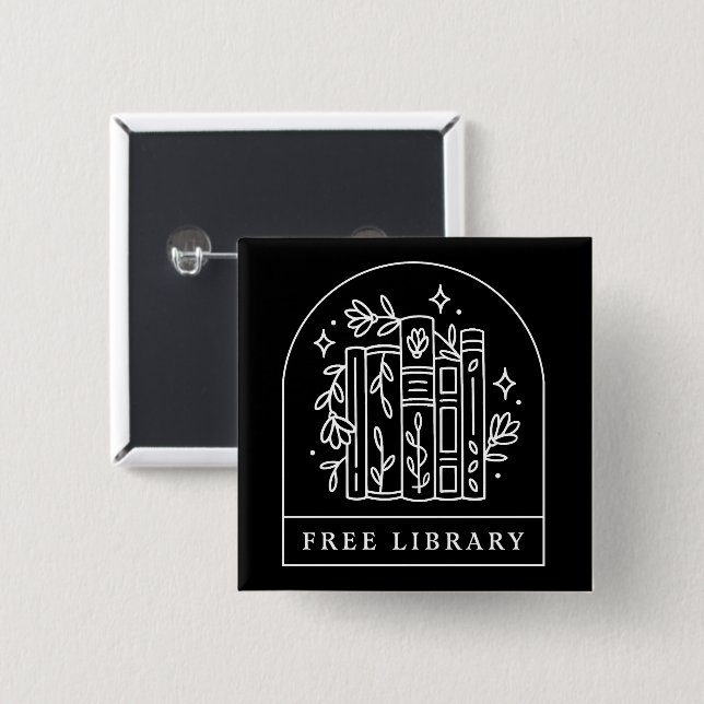 Chapa Cuadrada Intercambio de libros de biblioteca gratuitos (Anverso y reverso)