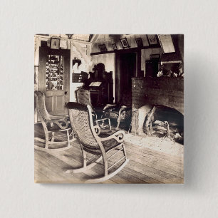 Chapa Cuadrada Interior de una cabaña de madera americana,