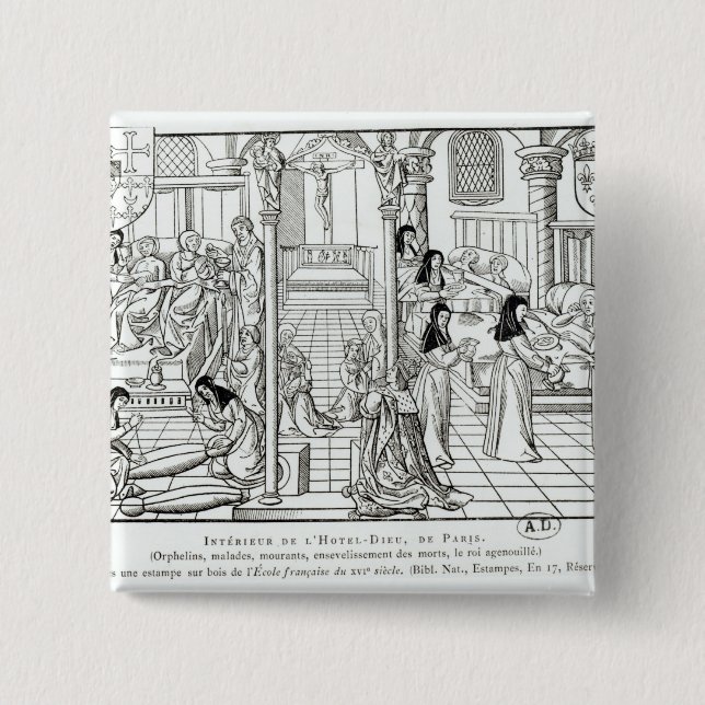 Chapa Cuadrada Interior del hospital de Dieu del hotel (Anverso)