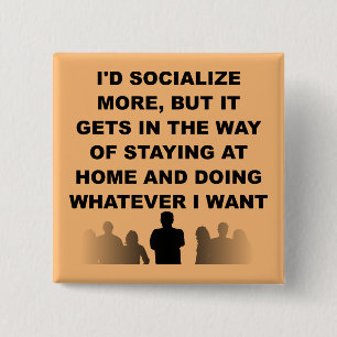 Chapa Cuadrada Introvertido Quedarse En Casa Funny Button Badin P