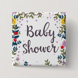 Chapa Cuadrada Invitación floral de Baby Shower