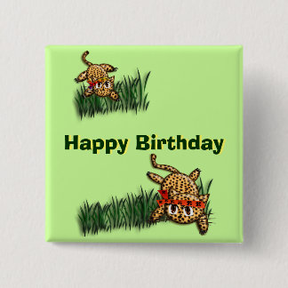 Chapa Cuadrada Invitaciones al cumpleaños del Safari Leopard Ultr