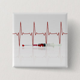 Chapa Cuadrada Inyección con corazón rojo