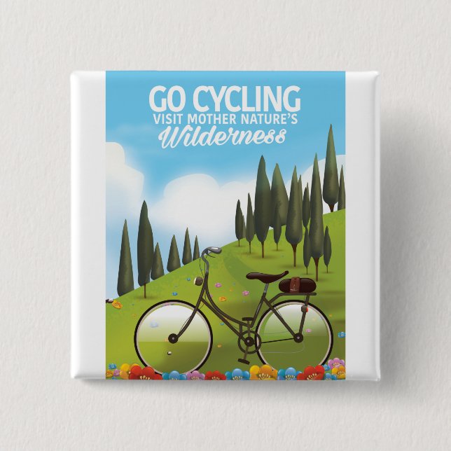 Chapa Cuadrada Ir en bicicleta "Visita el área silvestre de la Ma (Anverso)