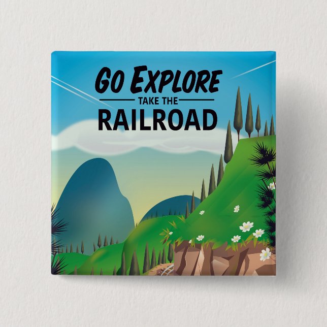 Chapa Cuadrada Ir Explorar tomar el ferrocarril (Anverso)