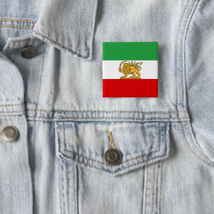 Chapa Cuadrada IRAN León y Sol Irán Pin de bandera insignia