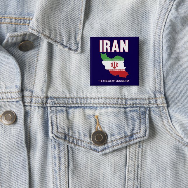 Chapa Cuadrada Irán Orgullo Mapa de Bandera Iraní Persia (In situ)