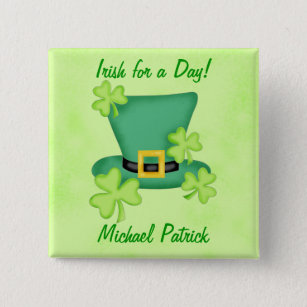 Chapa Cuadrada Irlandés por un día St. Patrick's Name Badge Pin