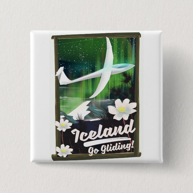 Chapa Cuadrada Islandia - ¡Vuela en Planeador! (Anverso)