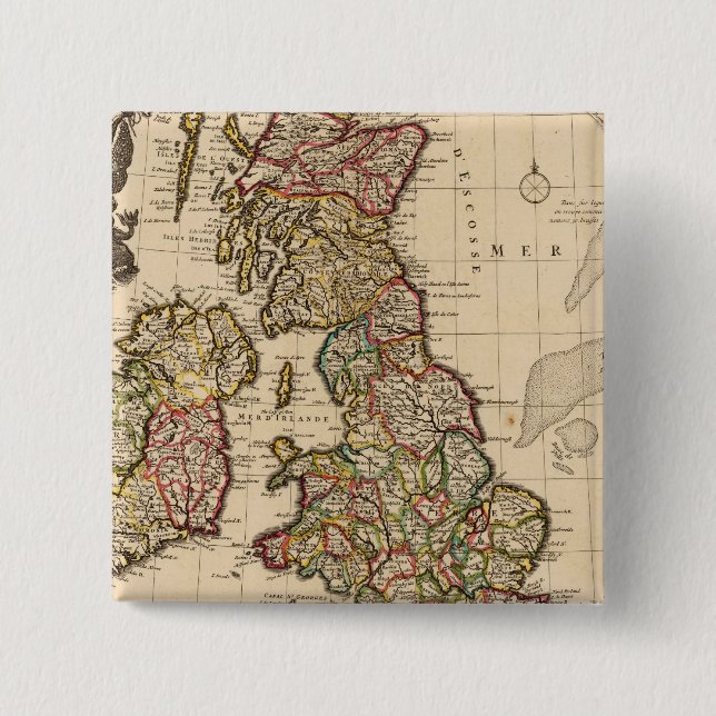 Chapa Cuadrada Islas Británicas, Inglaterra, Irlanda (Anverso)