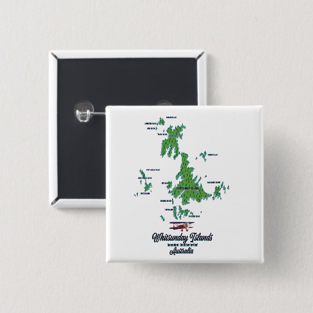 Chapa Cuadrada Islas Whitsunday Australia cartel mapa (Anverso y reverso)