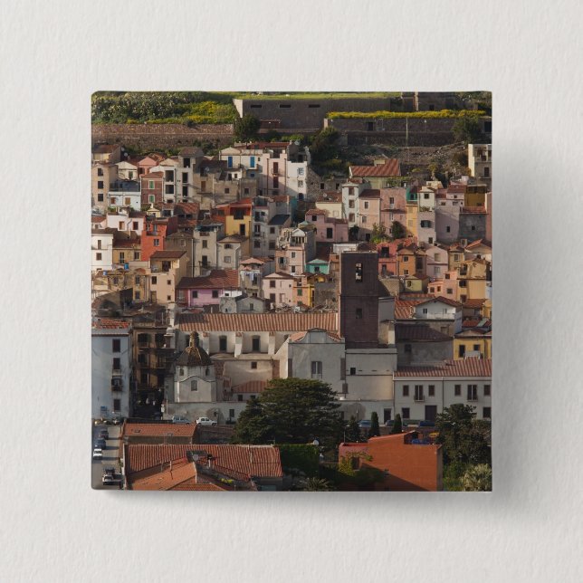 Chapa Cuadrada Italia, Cerdeña, Bosa. Vista de la ciudad con Cast (Anverso)