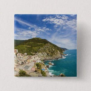 Chapa Cuadrada Italia, Cinque Terre, Vernazza, Pueblo en la Lader