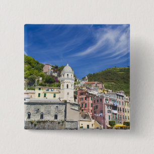 Chapa Cuadrada Italia, Cinque Terre, Vernazza, Puerto y Iglesia