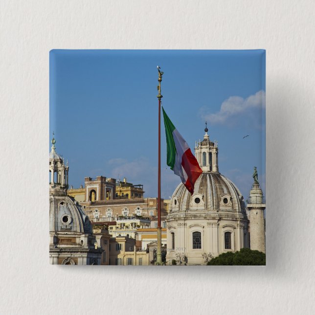 Chapa Cuadrada Italia, Roma. Bandera de Italia (Anverso)