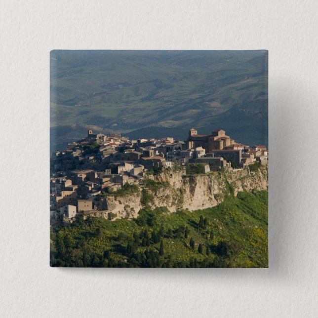 Chapa Cuadrada Italia, Sicilia, Enna, Calascibetta, Mañana Vista  (Anverso)