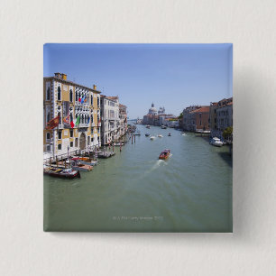 Chapa Cuadrada Italia, Venecia, barcos en el canal en ciudad