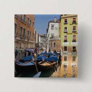 Chapa Cuadrada Italia, Venecia, góndolas amarradas a lo largo del