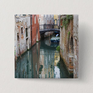 Chapa Cuadrada Italia, Venecia, reflejos y pequeño puente de