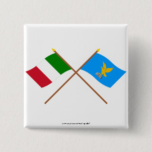 Chapa Cuadrada Italia y banderas cruzadas Friuli-Venezia Giulia