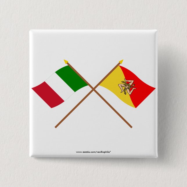 Chapa Cuadrada Italia y banderas cruzadas Sicilia (Anverso)