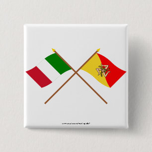 Chapa Cuadrada Italia y banderas cruzadas Sicilia